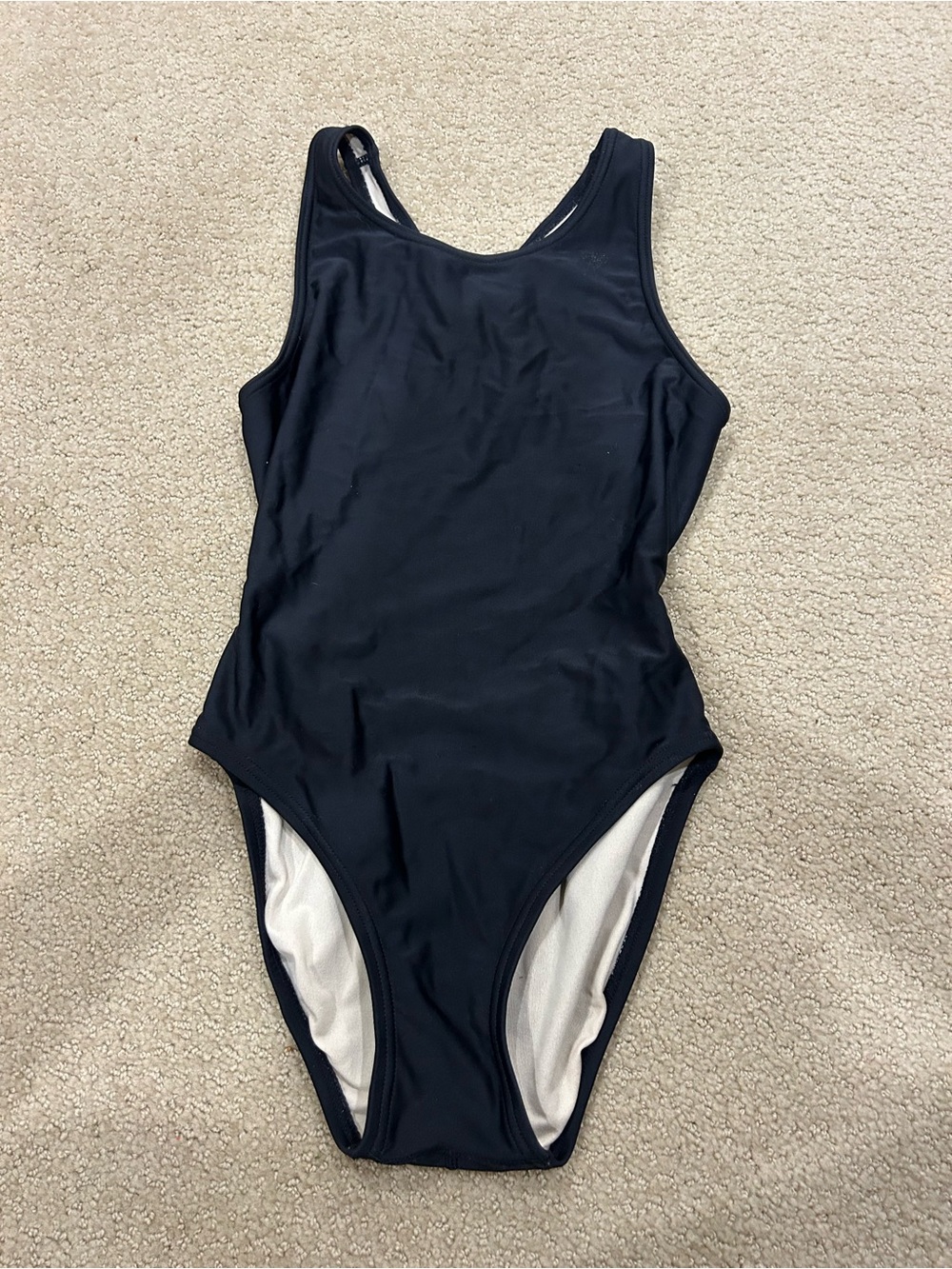 TYR Black One-Piece Swimsuit with Beige Lining